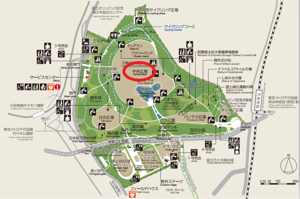 代々木公園園内マップ「中央広場」